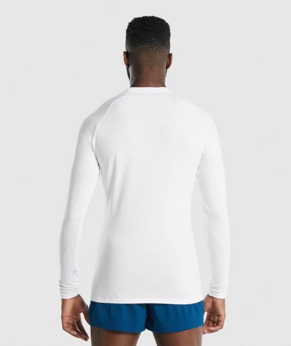 Panske Mikiny Gymshark Apollo Long Sleeve Biele | NL3548706